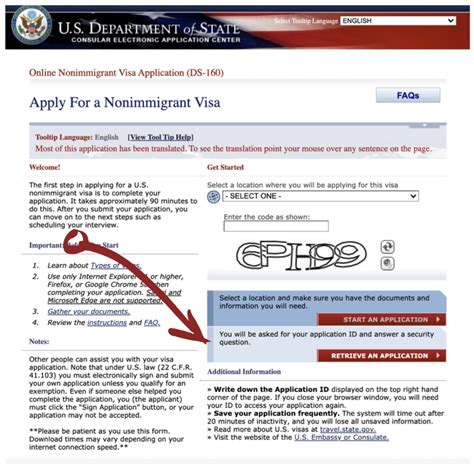 Complete and submit your DS-160 after reviewing the nonimmigrant visa application process. You must submit your DS-160 application online prior to making an appointment for an interview at the U.S. Embassy. The Embassy you select at the beginning of the Form DS-160 must be the same Embassy where you schedule your interview appointment.